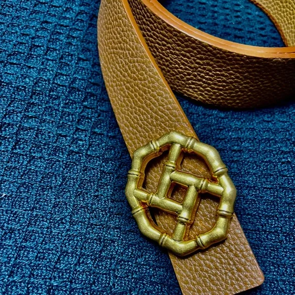 J. McLaughlin Reversible Brown Belt with Gold Buckle - Picture 1 of 12